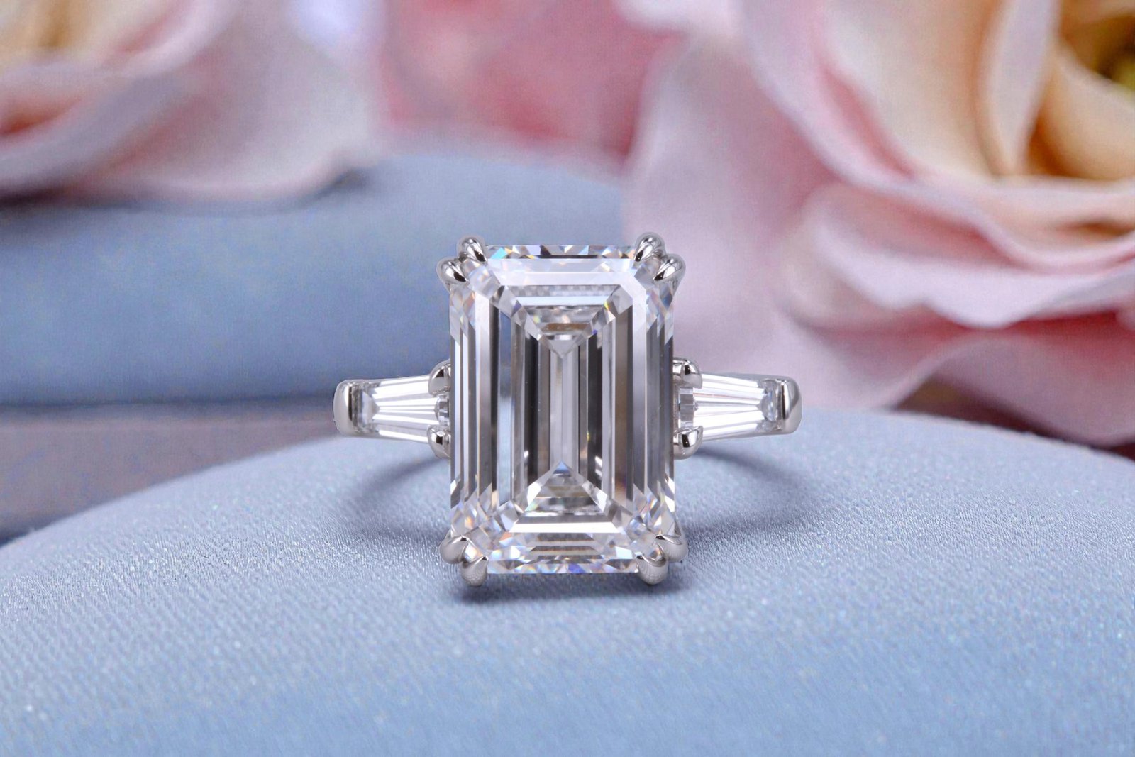 Handcrafted emerald cut diamond ring for Escondido couples