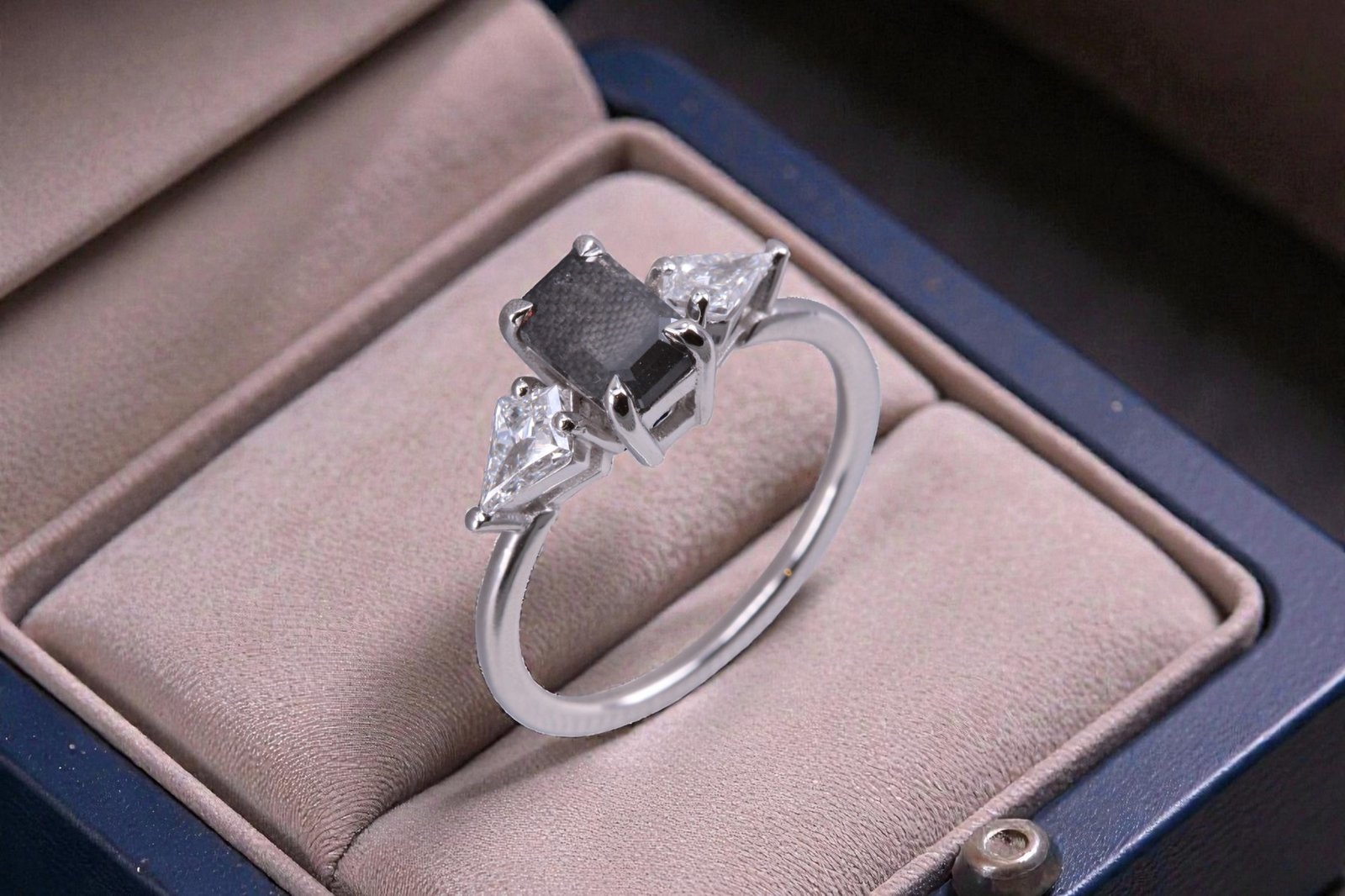 Edgy grey diamond ring for Escondido couples