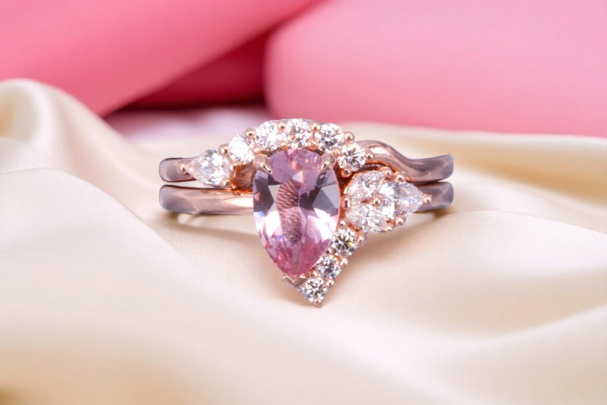 Morganite bridal ring set for Escondido couples