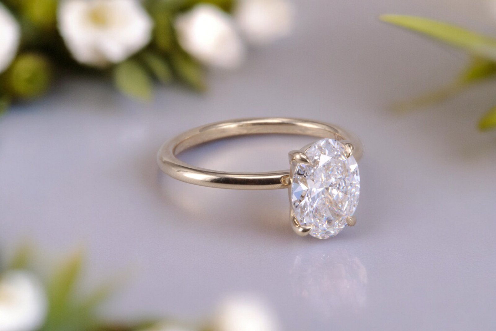 Custom-made oval diamond ring for Escondido couples