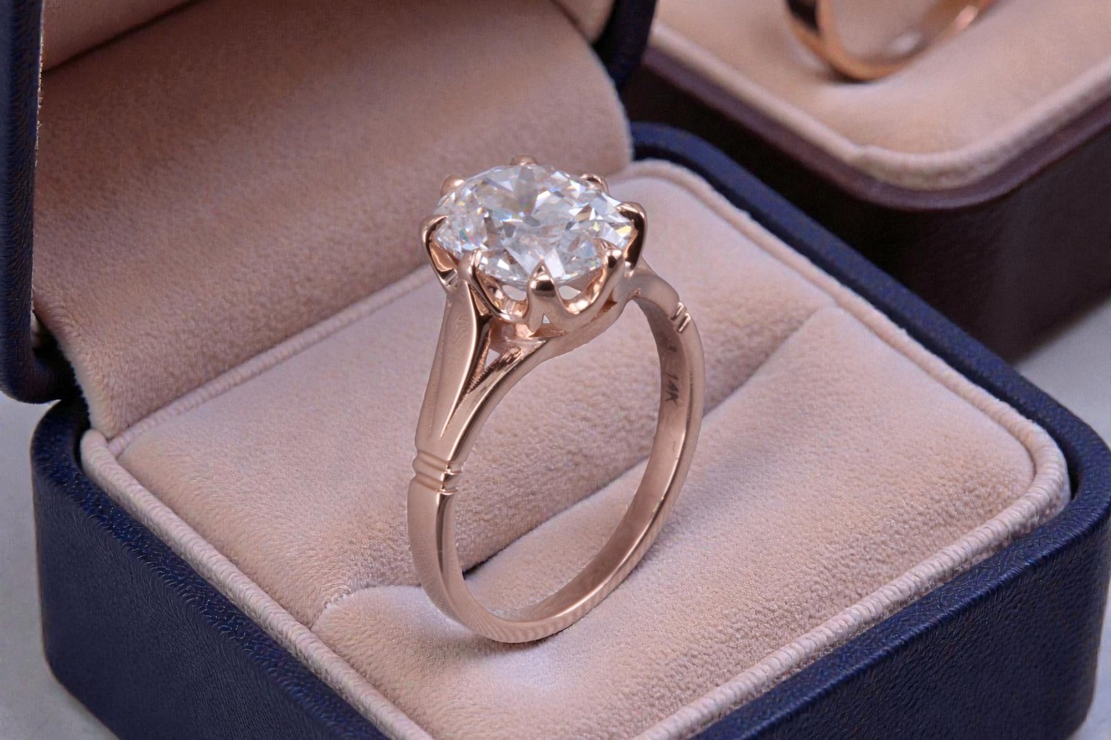 Custom-made rose gold diamond ring for couples in Escondido
