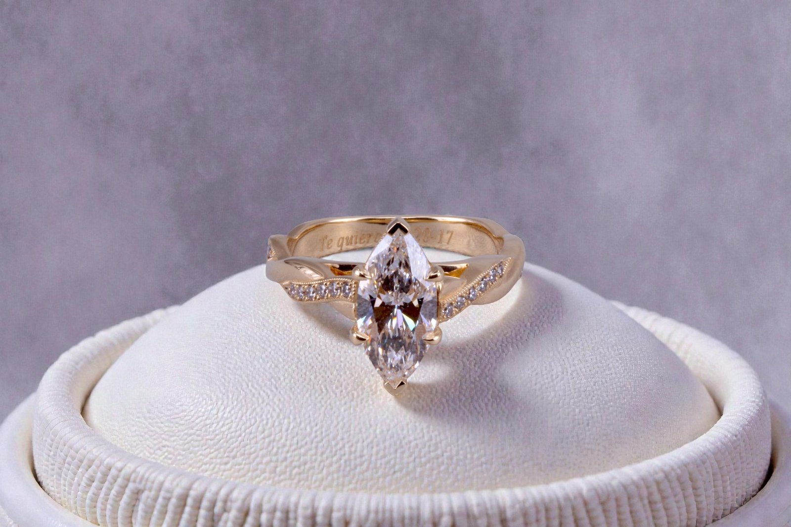 Custom twisted band engagement ring for couples in Escondido