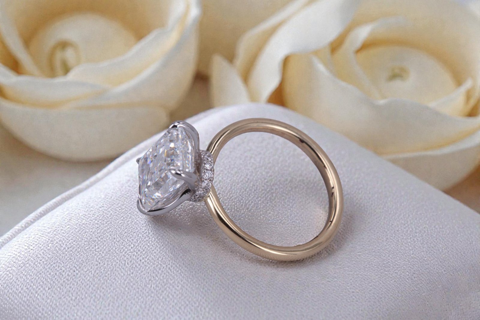 Custom two-tone engagement ring for couples in Escondido