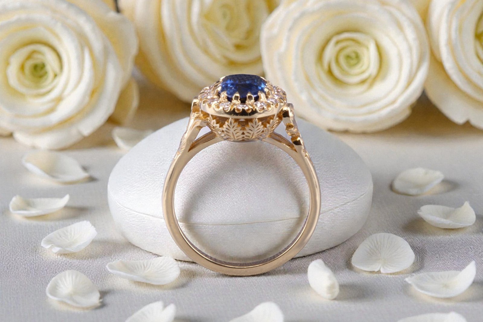 Handcrafted natural sapphire engagement ring for couples in Escondido