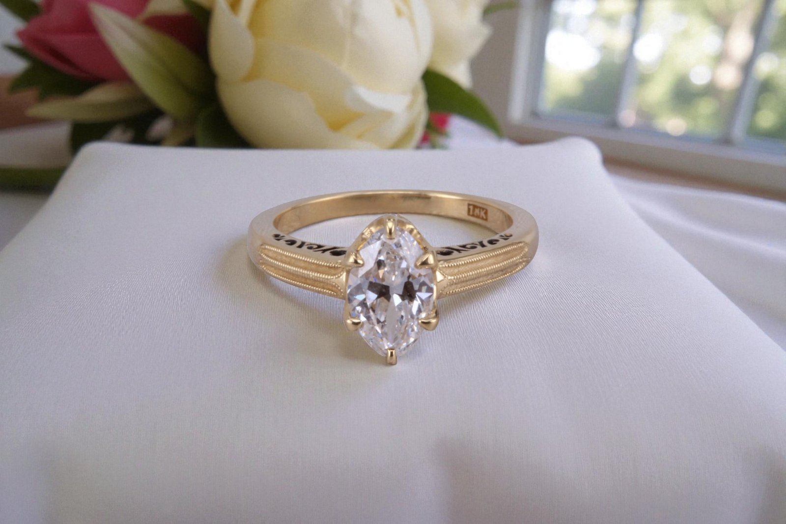 Custom-made Victorian inspired engagement ring for couples in Escondido