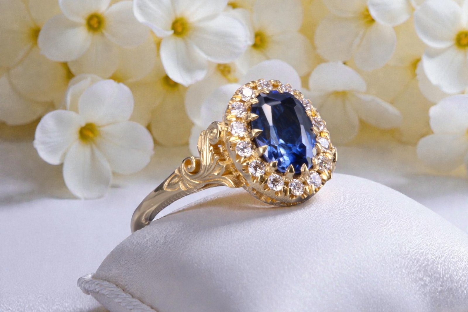 Handcrafted sapphire engagement ring for couples in Escondido
