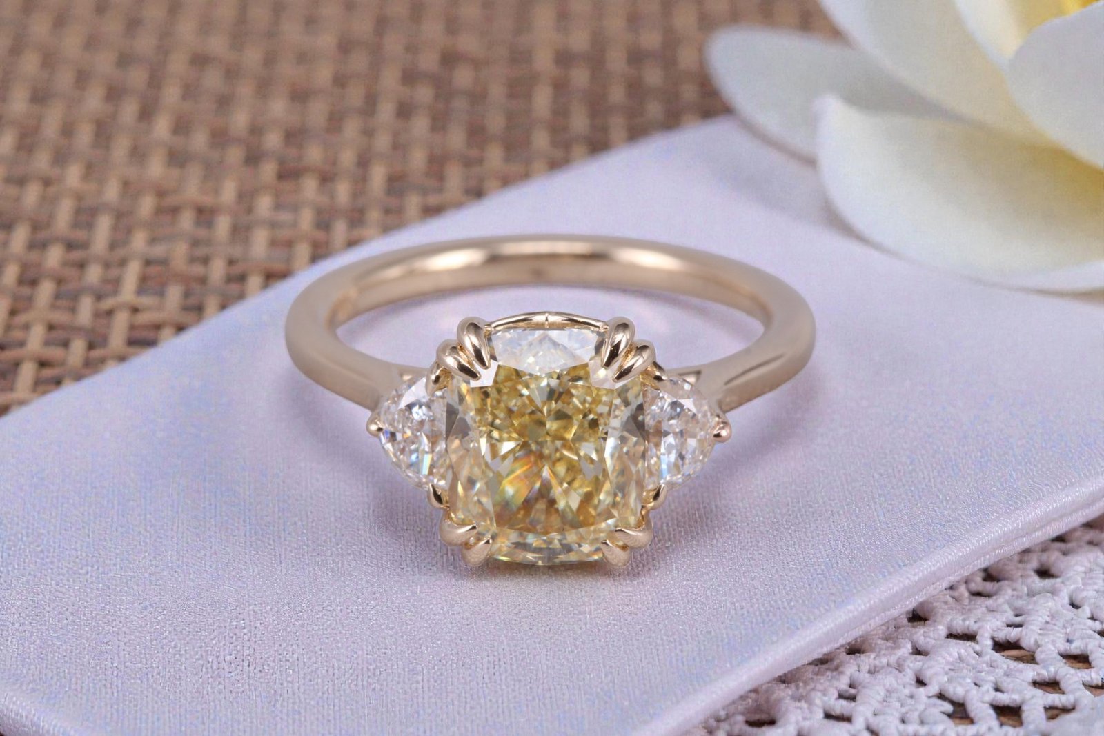 Handcrafted yellow diamond ring for couples in Escondido