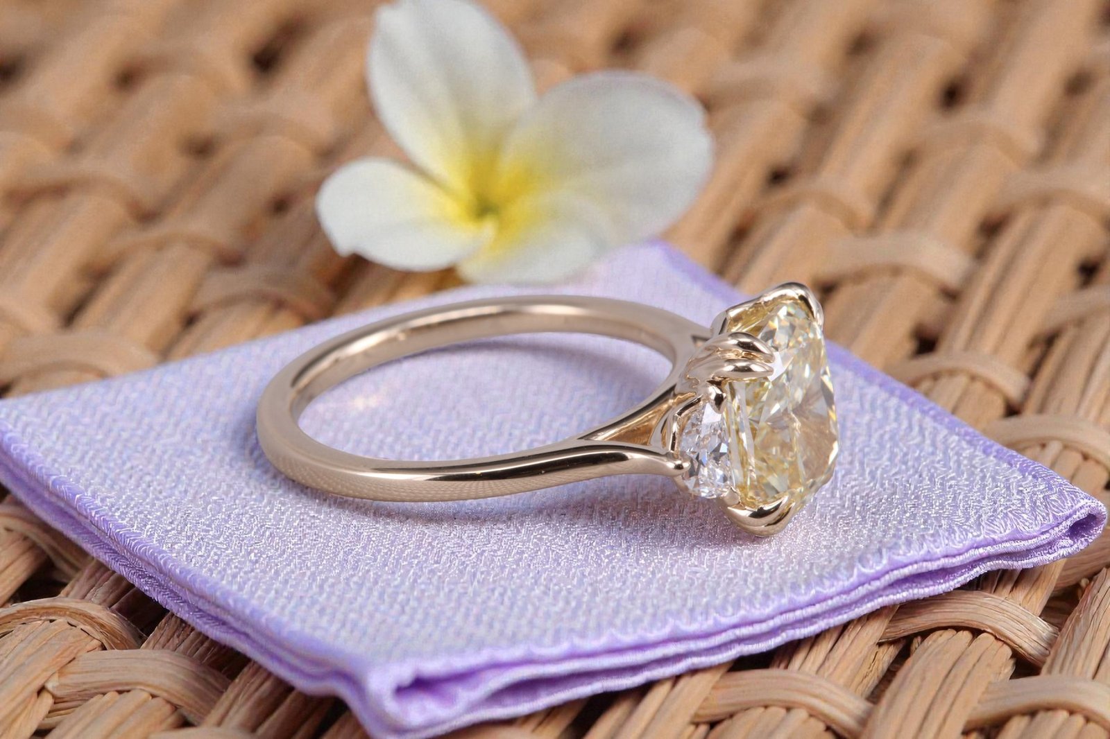 Custom yellow diamond ring for couples in Escondido